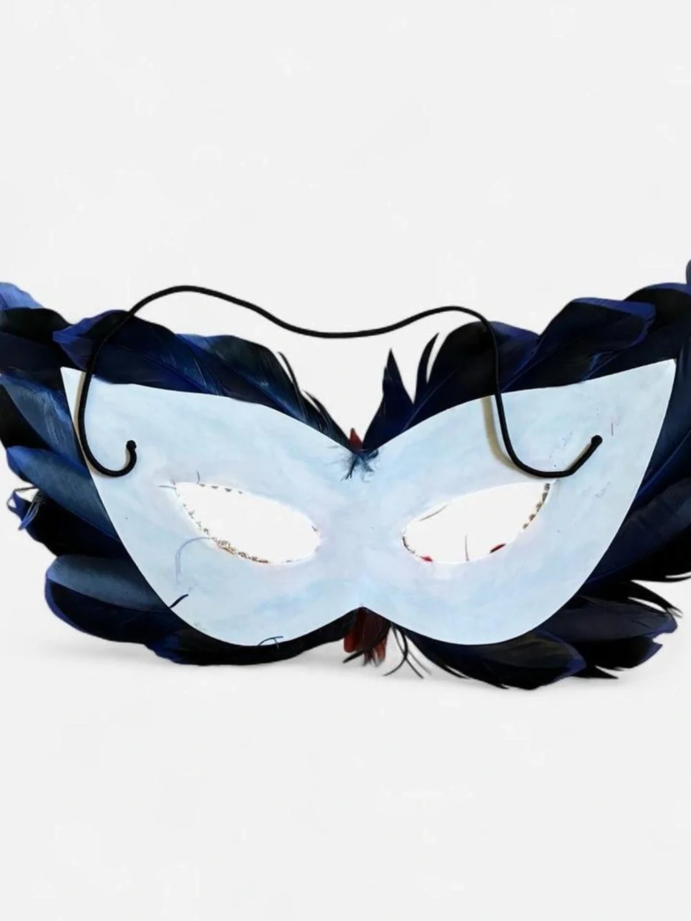 Feathered Masquerade Eye Mask in Red , White and Blue